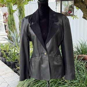 Classic vintage Black Leather Blazer Jacket